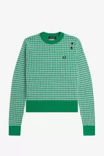 Fred Perry Gingham Women’s Jumper Green | TBKZG5376