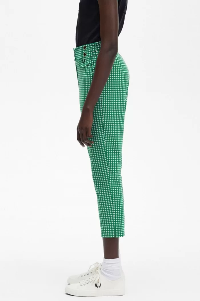 Fred Perry Gingham Women’s Pants Green | BQUSC7819