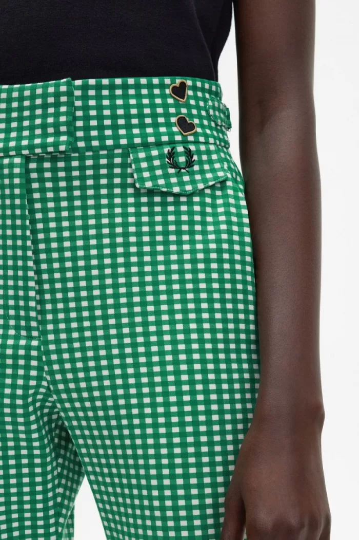 Fred Perry Gingham Women’s Pants Green | BQUSC7819