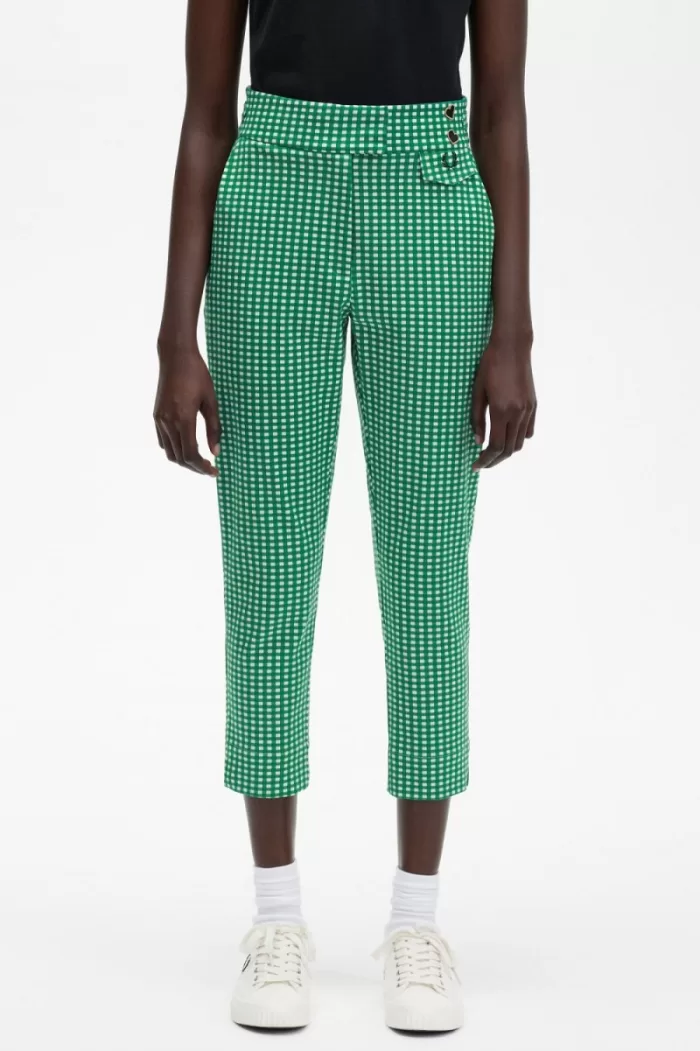 Fred Perry Gingham Women’s Pants Green | BQUSC7819