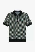 Fred Perry Glitch Chequerboard Knitted Men’s Shirt Light Mint Black | AIYOU6104