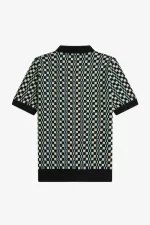 Fred Perry Glitch Chequerboard Knitted Men’s Shirt Light Mint Black | AIYOU6104