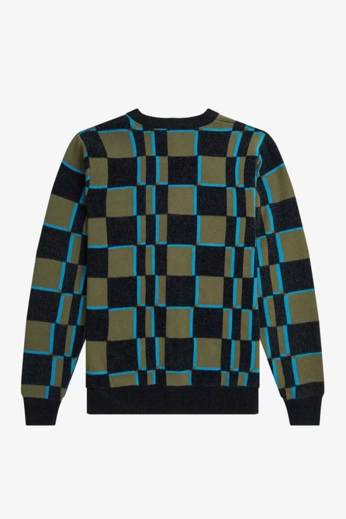 Fred Perry Glitch Chequerboard Men’s Cardigan Uniform Green Black | IDLGT2468