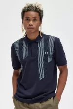 Fred Perry Glitch Stripe Men’s Polo Shirt Navy | KRNAV7410