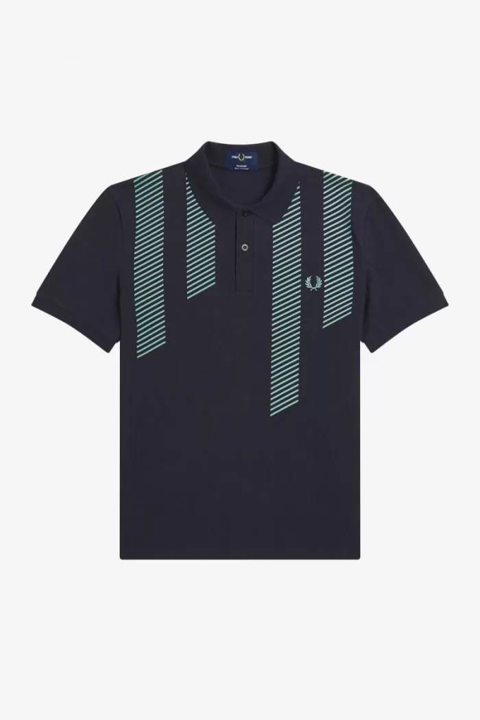 Fred Perry Glitch Stripe Men’s Polo Shirt Navy | KRNAV7410