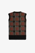 Fred Perry Glitch Tartan Knitted Women’s Tanks Whisky Brown | SPNDB5312