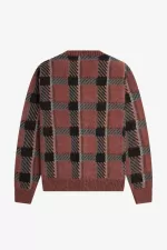 Fred Perry Glitch Tartan Men’s Cardigan Whisky Brown | NSGJZ2403