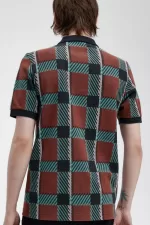 Fred Perry Glitch Tartan Men’s Polo Shirt Whisky Brown | XIKEF2148