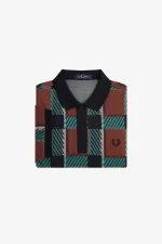 Fred Perry Glitch Tartan Men’s Polo Shirt Whisky Brown | XIKEF2148