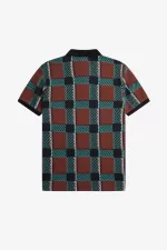 Fred Perry Glitch Tartan Men’s Polo Shirt Whisky Brown | XIKEF2148