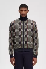 Fred Perry Glitch Tartan Men’s Track Jackets Field Green | NFOTQ0685