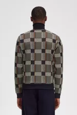 Fred Perry Glitch Tartan Men’s Track Jackets Field Green | NFOTQ0685