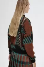 Fred Perry Glitch Tartan Women’s Jumper Whisky Brown | QUFAO0821