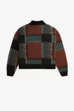 Fred Perry Glitch Tartan Women’s Jumper Whisky Brown | QUFAO0821