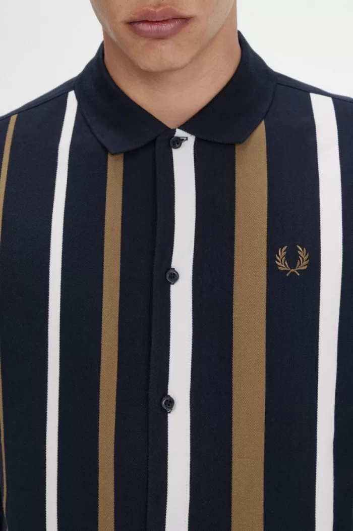 Fred Perry Gradient Stripe Long Sleeve Men’s Polo Shirt Navy | MDUXH3617