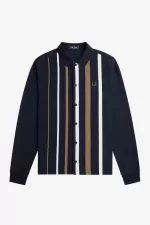 Fred Perry Gradient Stripe Long Sleeve Men’s Polo Shirt Navy | MDUXH3617