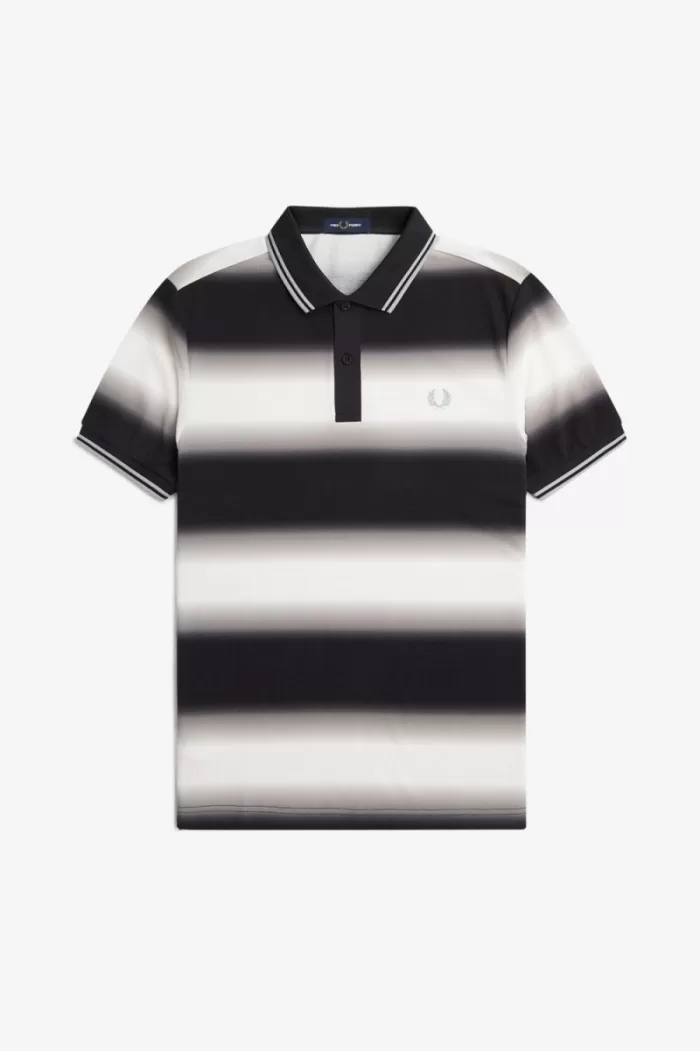 Fred Perry Gradient Stripe Men’s Polo Shirt Snow White | IRLAF3801