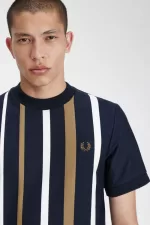 Fred Perry Gradient Stripe Men’s T-Shirt Navy | PSKGD8403