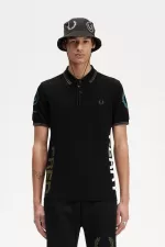 Fred Perry Graphic Branded Men’s Polo Shirt Black | XBADC6879