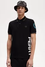 Fred Perry Graphic Branded Men’s Polo Shirt Black | XBADC6879