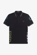 Fred Perry Graphic Branded Men’s Polo Shirt Black | XBADC6879