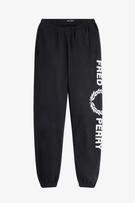 Fred Perry Graphic Branded Sweat Women’s Pants Black | VAKHS9512