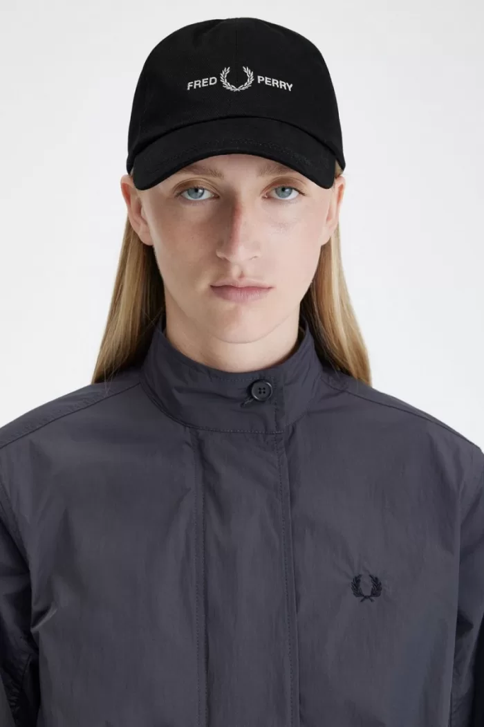 Fred Perry Graphic Branded Twill Men’s Caps Black Warm Grey | AOQSY1075