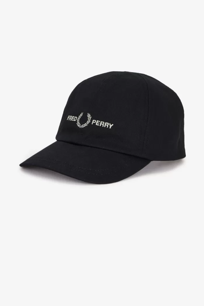 Fred Perry Graphic Branded Twill Men’s Caps Black Warm Grey | AOQSY1075