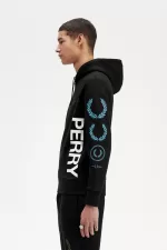 Fred Perry Graphic Branding Hooded Men’s Sweatshirts Black | ZYFCO7235