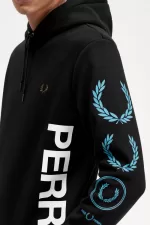 Fred Perry Graphic Branding Hooded Men’s Sweatshirts Black | ZYFCO7235