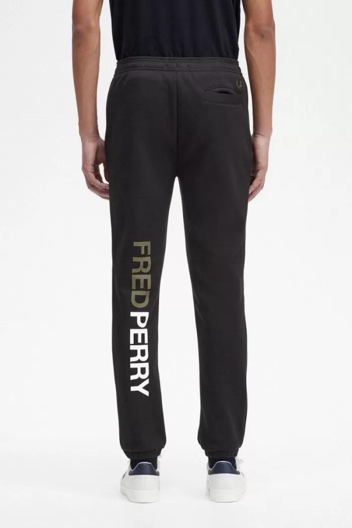 Fred Perry Graphic Branding Sweat Men’s Pants Black | TKRMX0517