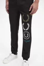 Fred Perry Graphic Branding Sweat Men’s Pants Black | TKRMX0517