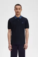 Fred Perry Graphic Collar Men’s Polo Shirt Navy | EHMRG2956