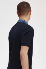 Fred Perry Graphic Collar Men’s Polo Shirt Navy | EHMRG2956