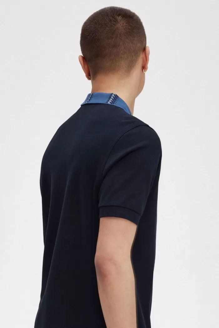 Fred Perry Graphic Collar Men’s Polo Shirt Navy | EHMRG2956