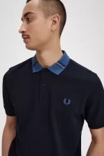 Fred Perry Graphic Collar Men’s Polo Shirt Navy | EHMRG2956