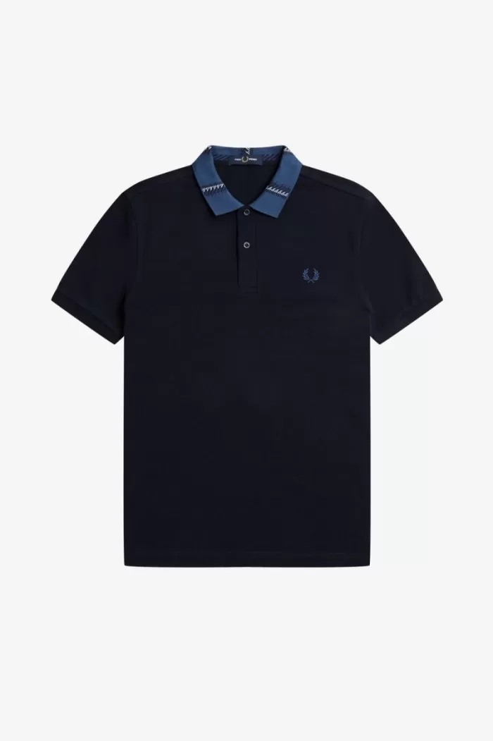 Fred Perry Graphic Collar Men’s Polo Shirt Navy | EHMRG2956