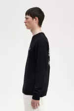 Fred Perry Graphic Laurel Wreath Men’s Jumper Black | IHLBP0234