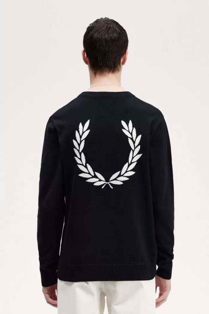 Fred Perry Graphic Laurel Wreath Men’s Jumper Black | IHLBP0234