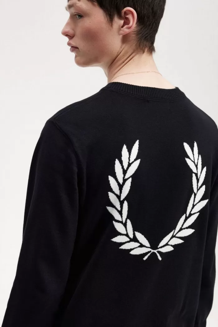 Fred Perry Graphic Laurel Wreath Men’s Jumper Black | IHLBP0234