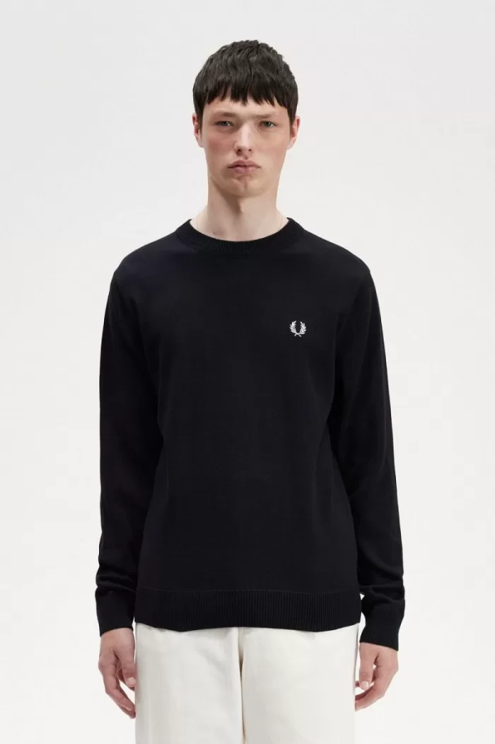 Fred Perry Graphic Laurel Wreath Men’s Jumper Black | IHLBP0234