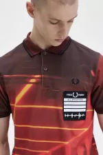 Fred Perry Graphic Print Men’s Shirt Stadium Red | UKQNX1037