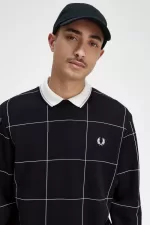 Fred Perry Grid Detail Men’s Sweatshirts Black | RJFDA5273