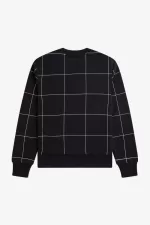 Fred Perry Grid Detail Men’s Sweatshirts Black | RJFDA5273