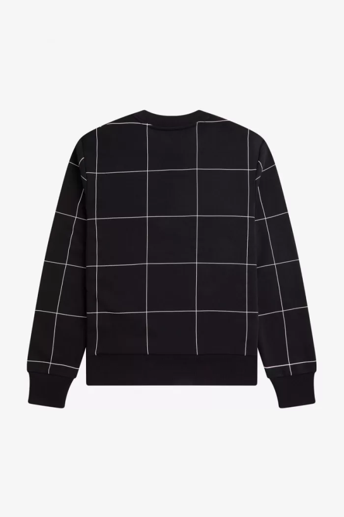 Fred Perry Grid Detail Men’s Sweatshirts Black | RJFDA5273