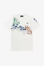 Fred Perry Grid Print Men’s T-Shirt Snow White | NCOWG1024