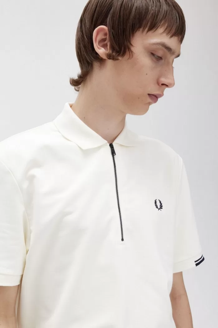 Fred Perry Half Zip Men’s Polo Shirt Beige | BOQYU3270