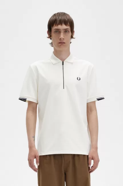 Fred Perry Half Zip Men’s Polo Shirt Beige | BOQYU3270