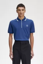 Fred Perry Half Zip Men’s Polo Shirt Royal Blue | SHNYM1947