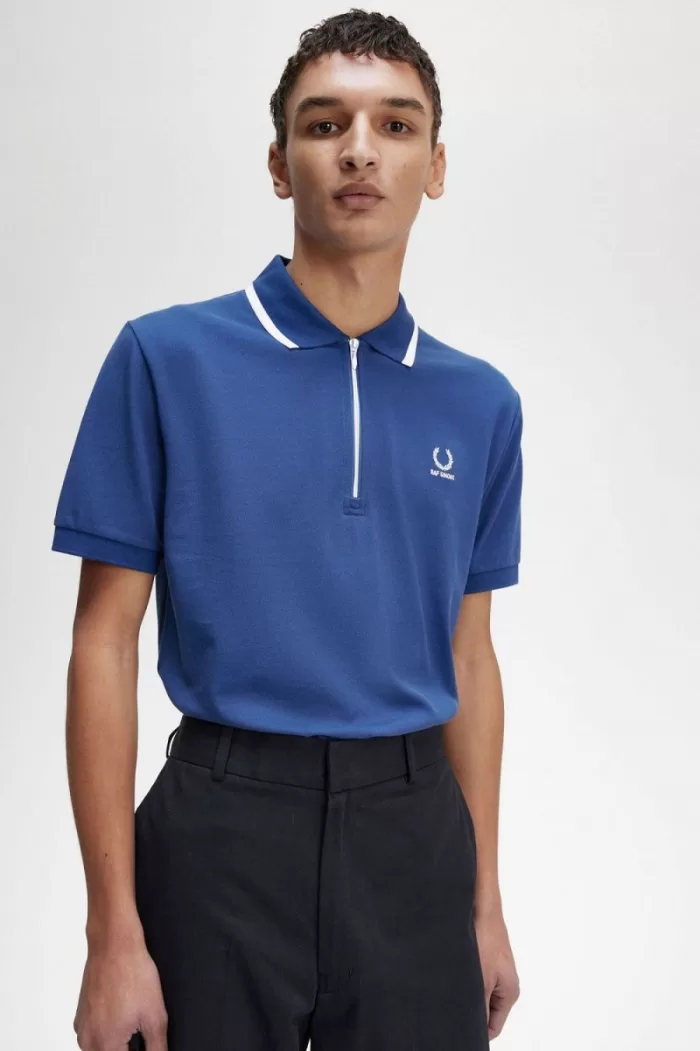 Fred Perry Half Zip Men’s Polo Shirt Royal Blue | SHNYM1947